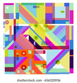 Trendy geometric elements memphis greeting cards design. Retro style texture, pattern and elements. Modern abstract design poster and cover template