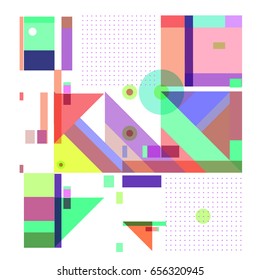 Trendy geometric elements memphis greeting cards design. Retro style texture, pattern and elements. Modern abstract design poster and cover template