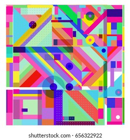 Trendy geometric elements memphis greeting cards design. Retro style texture, pattern and elements. Modern abstract design poster and cover template