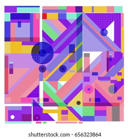Trendy geometric elements memphis greeting cards design. Retro style texture, pattern and elements. Modern abstract design poster and cover template