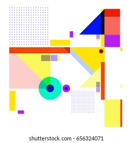 Trendy geometric elements memphis greeting cards design. Retro style texture, pattern and elements. Modern abstract design poster and cover template