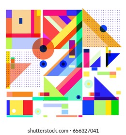 Trendy geometric elements memphis greeting cards design. Retro style texture, pattern and elements. Modern abstract design poster and cover template