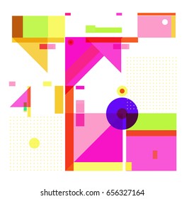 Trendy geometric elements memphis greeting cards design. Retro style texture, pattern and elements. Modern abstract design poster and cover template