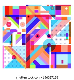 Trendy geometric elements memphis greeting cards design. Retro style texture, pattern and elements. Modern abstract design poster and cover template