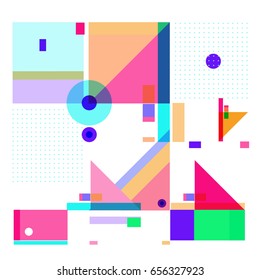 Trendy geometric elements memphis greeting cards design. Retro style texture, pattern and elements. Modern abstract design poster and cover template