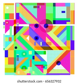 Trendy geometric elements memphis greeting cards design. Retro style texture, pattern and elements. Modern abstract design poster and cover template