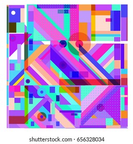 Trendy geometric elements memphis greeting cards design. Retro style texture, pattern and elements. Modern abstract design poster and cover template