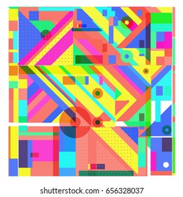 Trendy geometric elements memphis greeting cards design. Retro style texture, pattern and elements. Modern abstract design poster and cover template