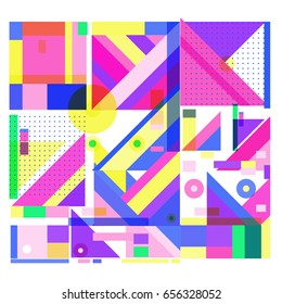 Trendy geometric elements memphis greeting cards design. Retro style texture, pattern and elements. Modern abstract design poster and cover template