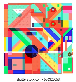 Trendy geometric elements memphis greeting cards design. Retro style texture, pattern and elements. Modern abstract design poster and cover template