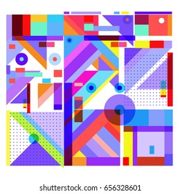 Trendy geometric elements memphis greeting cards design. Retro style texture, pattern and elements. Modern abstract design poster and cover template