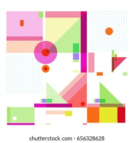 Trendy geometric elements memphis greeting cards design. Retro style texture, pattern and elements. Modern abstract design poster and cover template