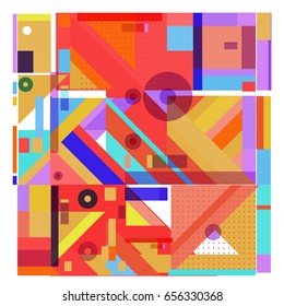 Trendy geometric elements memphis greeting cards design. Retro style texture, pattern and elements. Modern abstract design poster and cover template