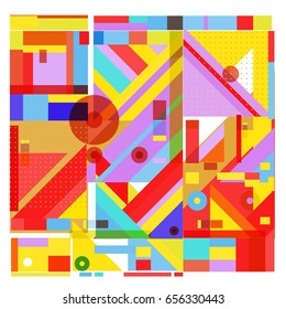 Trendy geometric elements memphis greeting cards design. Retro style texture, pattern and elements. Modern abstract design poster and cover template