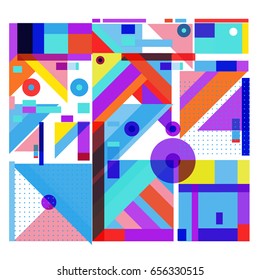 Trendy geometric elements memphis greeting cards design. Retro style texture, pattern and elements. Modern abstract design poster and cover template