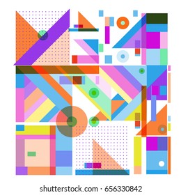 Trendy geometric elements memphis greeting cards design. Retro style texture, pattern and elements. Modern abstract design poster and cover template
