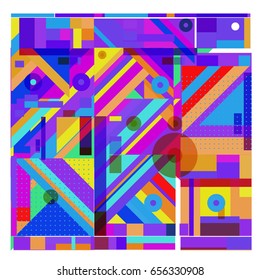 Trendy geometric elements memphis greeting cards design. Retro style texture, pattern and elements. Modern abstract design poster and cover template
