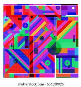 Trendy geometric elements memphis greeting cards design. Retro style texture, pattern and elements. Modern abstract design poster and cover template