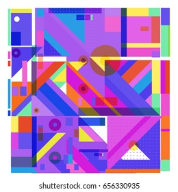 Trendy geometric elements memphis greeting cards design. Retro style texture, pattern and elements. Modern abstract design poster and cover template