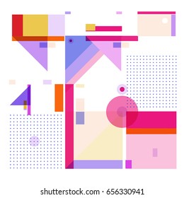 Trendy geometric elements memphis greeting cards design. Retro style texture, pattern and elements. Modern abstract design poster and cover template