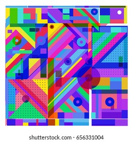 Trendy geometric elements memphis greeting cards design. Retro style texture, pattern and elements. Modern abstract design poster and cover template