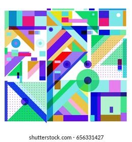 Trendy geometric elements memphis greeting cards design. Retro style texture, pattern and elements. Modern abstract design poster and cover template