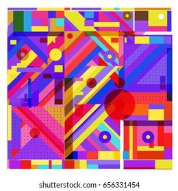 Trendy geometric elements memphis greeting cards design. Retro style texture, pattern and elements. Modern abstract design poster and cover template