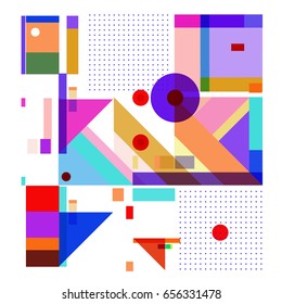 Trendy geometric elements memphis greeting cards design. Retro style texture, pattern and elements. Modern abstract design poster and cover template