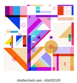 Trendy geometric elements memphis greeting cards design. Retro style texture, pattern and elements. Modern abstract design poster and cover template