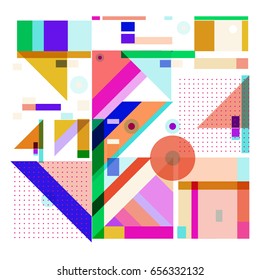 Trendy geometric elements memphis greeting cards design. Retro style texture, pattern and elements. Modern abstract design poster and cover template