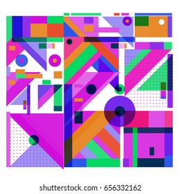 Trendy geometric elements memphis greeting cards design. Retro style texture, pattern and elements. Modern abstract design poster and cover template