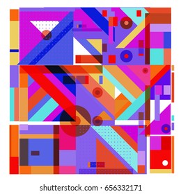 Trendy geometric elements memphis greeting cards design. Retro style texture, pattern and elements. Modern abstract design poster and cover template