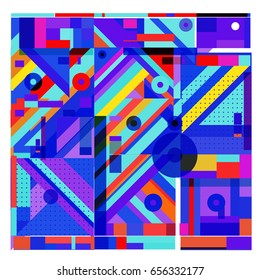 Trendy geometric elements memphis greeting cards design. Retro style texture, pattern and elements. Modern abstract design poster and cover template