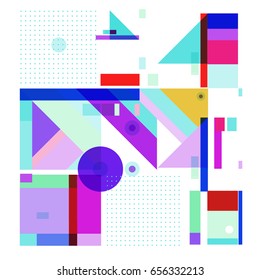 Trendy geometric elements memphis greeting cards design. Retro style texture, pattern and elements. Modern abstract design poster and cover template