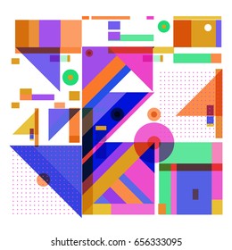 Trendy geometric elements memphis greeting cards design. Retro style texture, pattern and elements. Modern abstract design poster and cover template