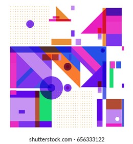 Trendy geometric elements memphis greeting cards design. Retro style texture, pattern and elements. Modern abstract design poster and cover template