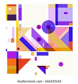 Trendy geometric elements memphis greeting cards design. Retro style texture, pattern and elements. Modern abstract design poster and cover template