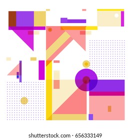 Trendy geometric elements memphis greeting cards design. Retro style texture, pattern and elements. Modern abstract design poster and cover template