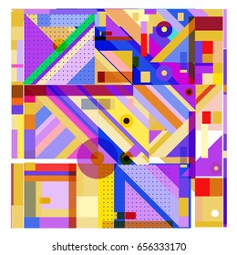 Trendy geometric elements memphis greeting cards design. Retro style texture, pattern and elements. Modern abstract design poster and cover template