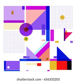 Trendy geometric elements memphis greeting cards design. Retro style texture, pattern and elements. Modern abstract design poster and cover template