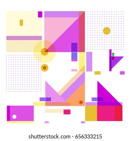 Trendy geometric elements memphis greeting cards design. Retro style texture, pattern and elements. Modern abstract design poster and cover template