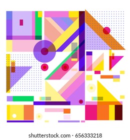 Trendy geometric elements memphis greeting cards design. Retro style texture, pattern and elements. Modern abstract design poster and cover template