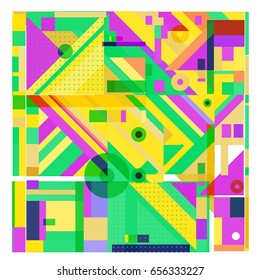 Trendy geometric elements memphis greeting cards design. Retro style texture, pattern and elements. Modern abstract design poster and cover template