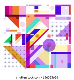 Trendy geometric elements memphis greeting cards design. Retro style texture, pattern and elements. Modern abstract design poster and cover template