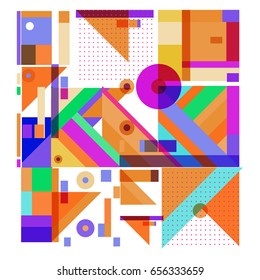Trendy geometric elements memphis greeting cards design. Retro style texture, pattern and elements. Modern abstract design poster and cover template