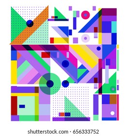 Trendy geometric elements memphis greeting cards design. Retro style texture, pattern and elements. Modern abstract design poster and cover template