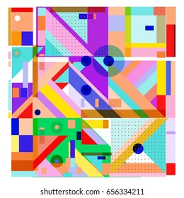 Trendy geometric elements memphis greeting cards design. Retro style texture, pattern and elements. Modern abstract design poster and cover template
