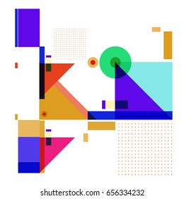 Trendy geometric elements memphis greeting cards design. Retro style texture, pattern and elements. Modern abstract design poster and cover template