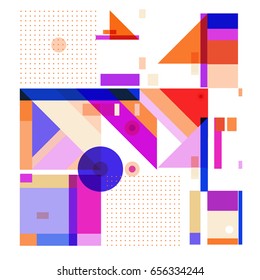 Trendy geometric elements memphis greeting cards design. Retro style texture, pattern and elements. Modern abstract design poster and cover template