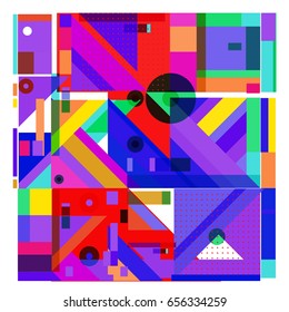 Trendy geometric elements memphis greeting cards design. Retro style texture, pattern and elements. Modern abstract design poster and cover template